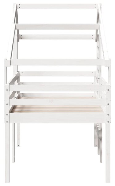 Visoki krevet s krovom bijeli 75 x 190 cm od masivne borovine - Bijela / 75 x 190 cm