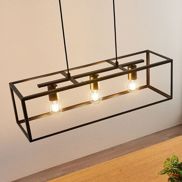 Lindby Viseća lampa Emily, 72 cm, crna, 3 žarulje, metal, prigušiva, Crno, Kuhinja, Metal, Objesite s jednim svjetlom