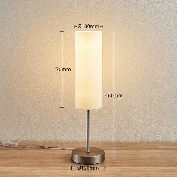 Lindby stolna lampa Felice, cilindar, Bijela, Dnevni boravak/blagovaonica, Staklo