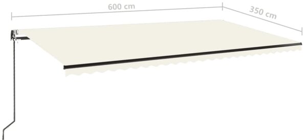 Automatska tenda sa senzorom za vjetar LED 600x350 cm krem - Krema / 600 x 350 cm