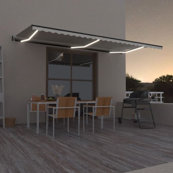 Automatska tenda sa senzorom za vjetar LED 600x350 cm krem - Krema / 600 x 350 cm