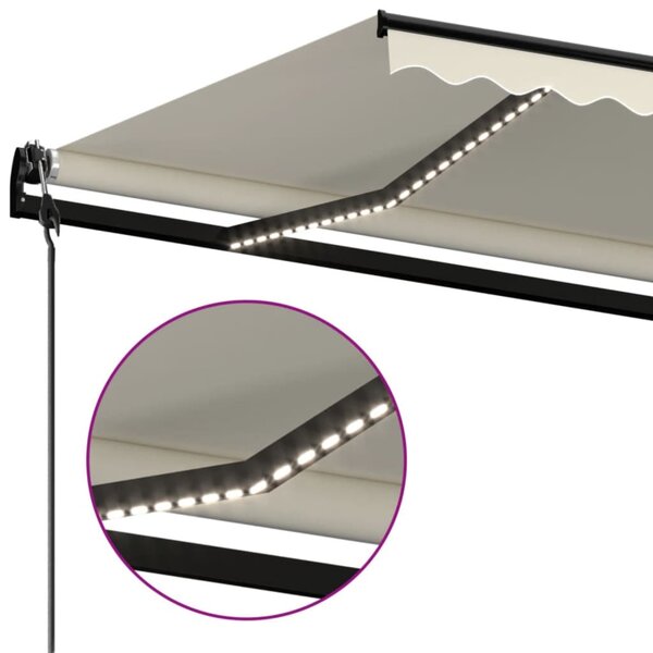 Automatska tenda sa senzorom za vjetar LED 600x350 cm krem - Krema / 600 x 350 cm