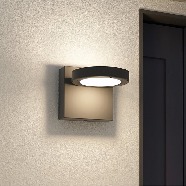 Lucande LED vanjska zidna svjetiljka Belna, metal, IP65, antracit, Crno, Aluminij, Zidni kvadrat
