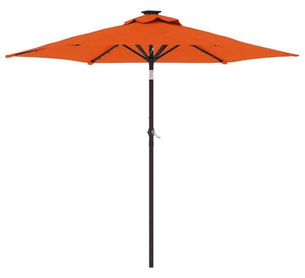 Vrtni suncobran s čeličnom šipkom LED terakota 225x225x212 cm - Narančasta / N/A