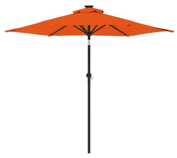 Vrtni suncobran s čeličnom šipkom LED terakota 225x225x212 cm - Narančasta / N/A