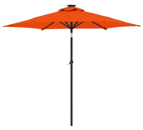 Vrtni suncobran s čeličnom šipkom LED terakota 225x225x212 cm - Narančasta / N/A