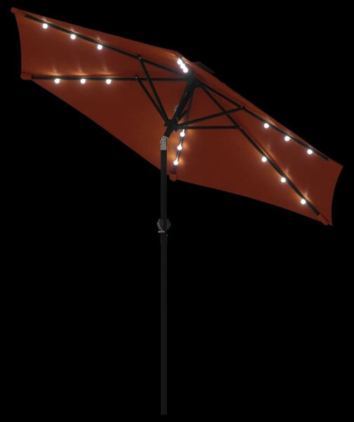 Vrtni suncobran s čeličnom šipkom LED terakota 225x225x212 cm - Narančasta / N/A