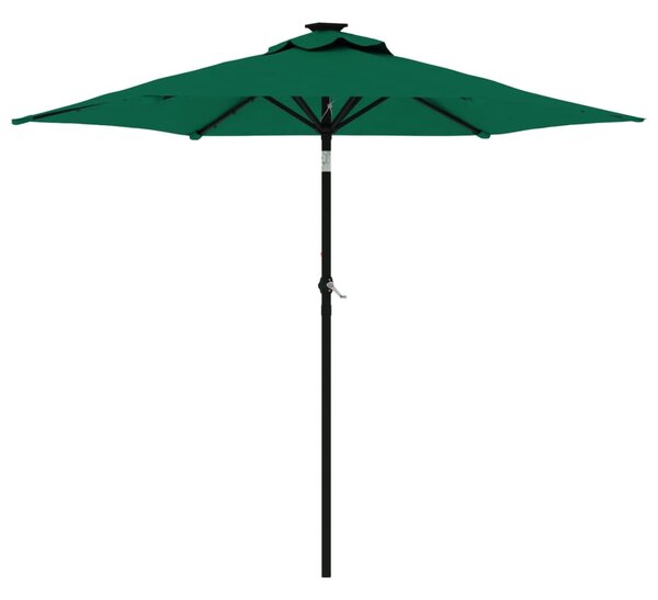 Vrtni suncobran s čeličnom šipkom zeleni 225 x 225 x 212 cm - Zelena / N/A