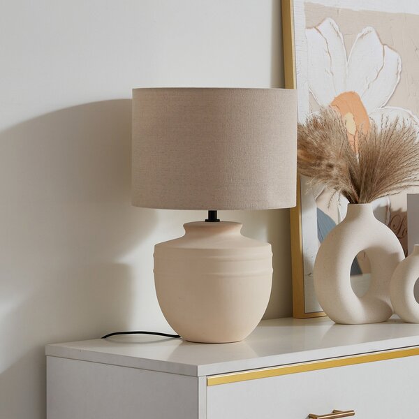 Lindby stolna lampa Thalassia, bež, Ø 30 cm, keramika, Bež, Područje hodnika, Keramika