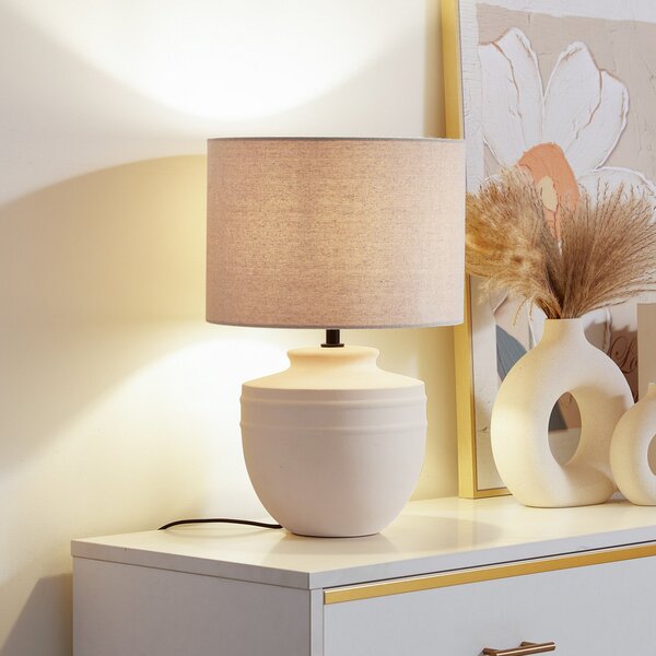 Lindby stolna lampa Thalassia, bež, Ø 30 cm, keramika, Bež, Područje hodnika, Keramika