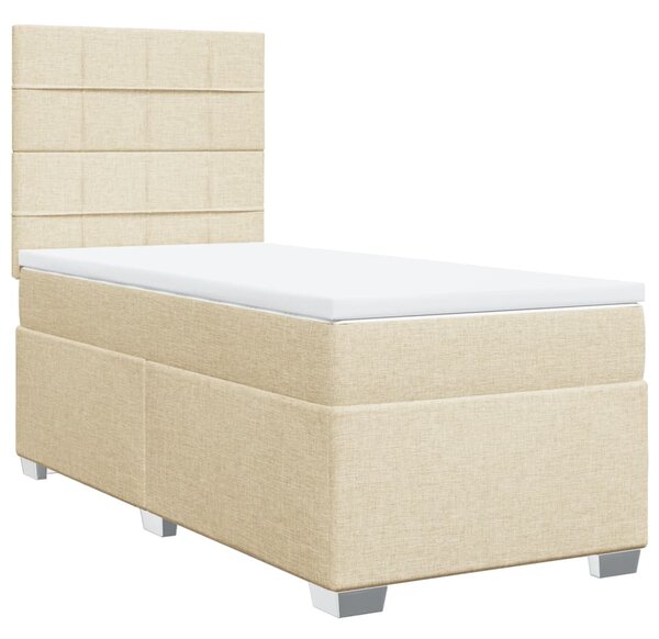 Okvir kreveta s oprugama i madrac krem 80x200 cm od tkanine - Krema / 80 x 200 cm