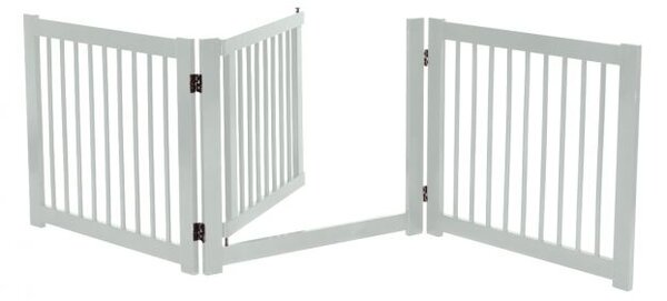 Sklopiva trodijelna pasja ogradica s vratima od borovog drva, za vrata/stube, visine 61 cm (bijela)