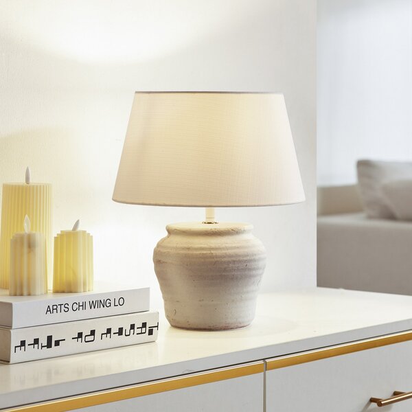 Lindby stolna lampa Aelith, Ø 30 cm, bijela, keramika, E27, Bijela, Dnevni boravak/blagovaonica, Keramika