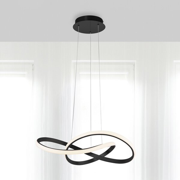 JUST LIGHT. GmbH LED visilica Maria, 3-step-dim, crna, prigušiva, Crno, spavaća soba, Aluminij