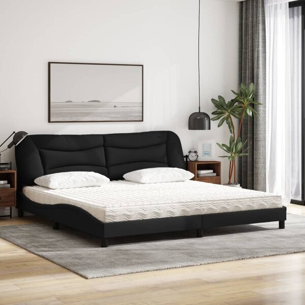 Krevet s madracem Hvar crni 200x200 cm od tkanine - Crna / 200 x 200 cm