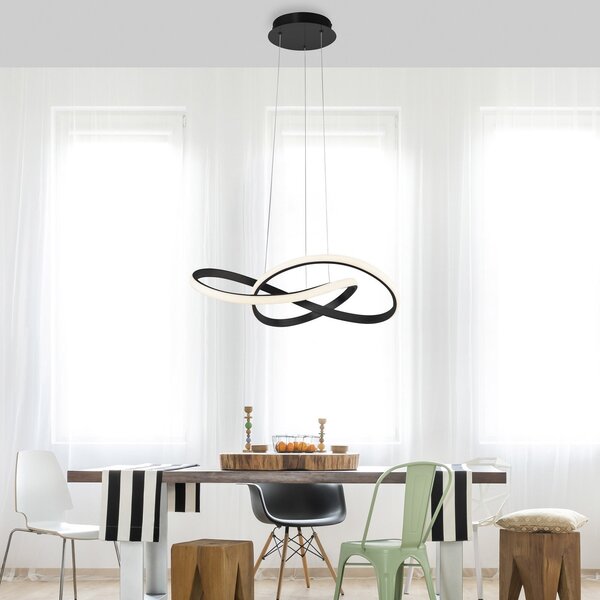 JUST LIGHT. GmbH LED visilica Maria, 3-step-dim, crna, prigušiva, Crno, spavaća soba, Aluminij