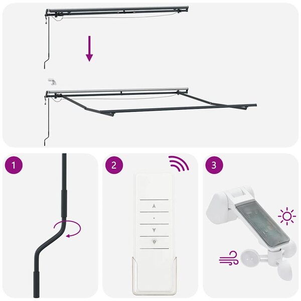 Tenda na automatsko uvlačenje LED antracit i bijela 300x250 cm - Antracitno siva / 300 x 250 cm