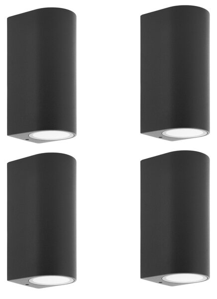 PRIOS Prios vanjska zidna svjetiljka Tetje, crna, okrugla, 16 cm, set 4 kom, prigušiva, Crno, Metal