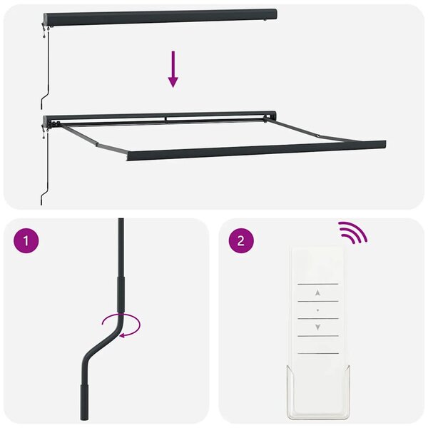 Tenda na uvlačenje antracit i bijela 3x2,5 m tkanina i aluminij - Antracitno siva / 3 x 2.5 m