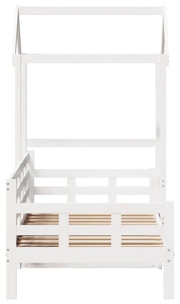 Dnevni krevet s krovom bez madraca bijeli 80x200cm masivno drvo - Bijela / 80 x 200 cm