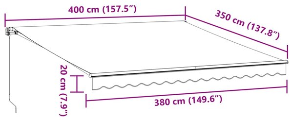 Tenda na ručno uvlačenje antracit i bijela 400 x 350 cm - Antracitno siva / 400 x 350 cm