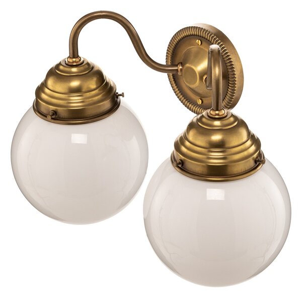 Berliner Messinglampen Zidna lampa Larry II, mesing, puhano staklo, prigušiva, Zlato / mjed, Područje hodnika, Mjed