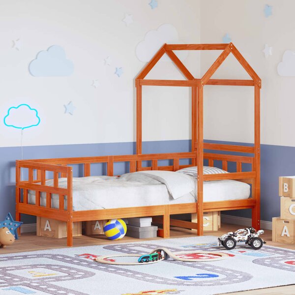Dnevni krevet s krovom voštano smeđi 80x200 cm masivna borovina - Smeđa / 80 x 200 cm