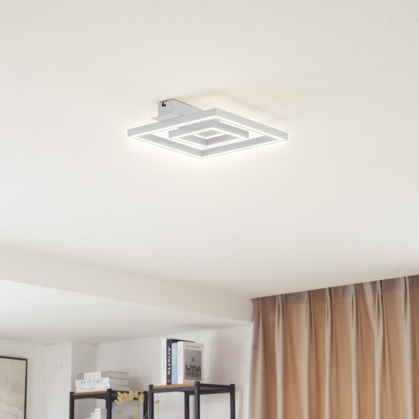 Lindby LED stropna svjetiljka Madamo, bijela, 30 cm, 3000K, Bijela, Dnevni boravak/blagovaonica, Aluminij