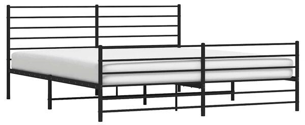 Metalni okvir kreveta uzglavlje i podnožje crni 193x203 cm - Crna / 193 x 203 cm