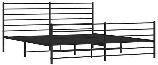 Metalni okvir kreveta uzglavlje i podnožje crni 193x203 cm - Crna / 193 x 203 cm