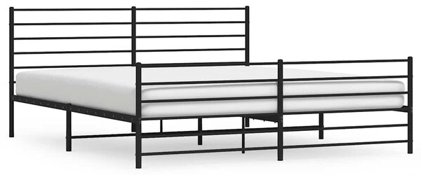 Metalni okvir kreveta uzglavlje i podnožje crni 193x203 cm - Crna / 193 x 203 cm