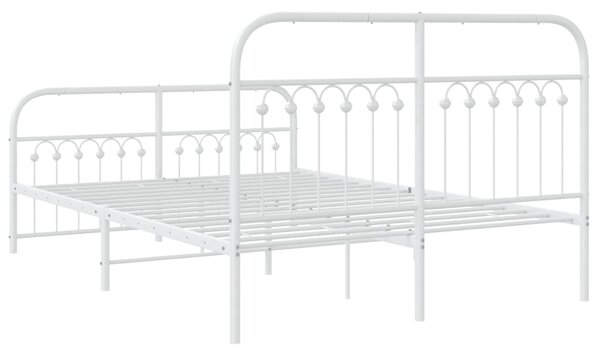 Metalni okvir kreveta uzglavlje i podnožje bijeli 137x190 cm - Bijela / 135 x 190 cm