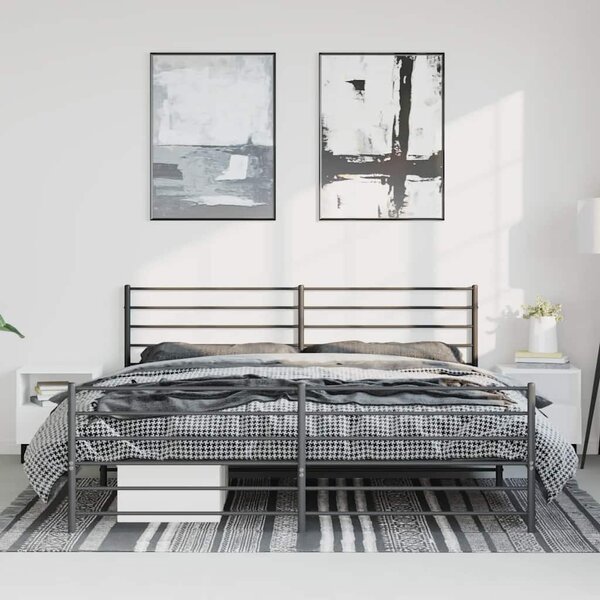 Metalni okvir kreveta uzglavlje i podnožje crni 193x203 cm - Crna / 193 x 203 cm