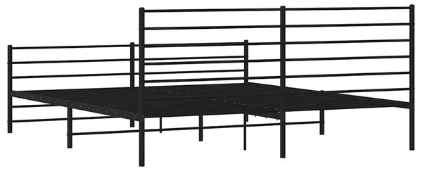 Metalni okvir kreveta uzglavlje i podnožje crni 193x203 cm - Crna / 193 x 203 cm