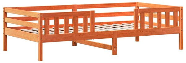 Set kreveta i klupe s krovom voštano smeđi 75x190 cm borovina - Smeđa / 75 x 190 cm