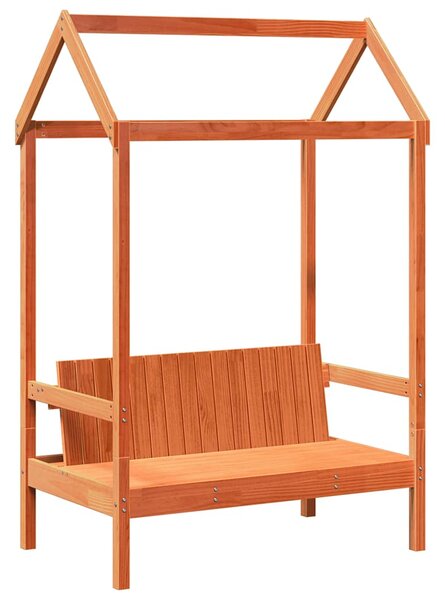 Set kreveta i klupe s krovom voštano smeđi 75x190 cm borovina - Smeđa / 75 x 190 cm