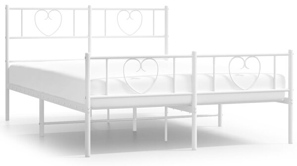 Metalni okvir kreveta uzglavlje i podnožje bijeli 140x200 cm - Bijela / 140 x 200 cm
