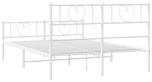 Metalni okvir kreveta uzglavlje i podnožje bijeli 140x200 cm - Bijela / 140 x 200 cm