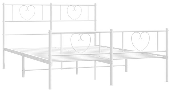 Metalni okvir kreveta uzglavlje i podnožje bijeli 140x200 cm - Bijela / 140 x 200 cm