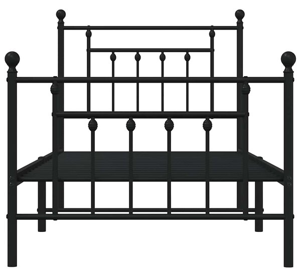 Metalni okvir kreveta uzglavlje i podnožje crni 80x200 cm - Crna / 80 x 200 cm