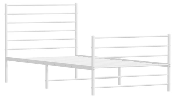 Metalni okvir kreveta uzglavlje i podnožje bijeli 100x200 cm - Bijela / 100 x 200 cm