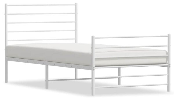 Metalni okvir kreveta uzglavlje i podnožje bijeli 100x200 cm - Bijela / 100 x 200 cm