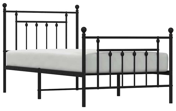 Metalni okvir kreveta uzglavlje i podnožje crni 80x200 cm - Crna / 80 x 200 cm