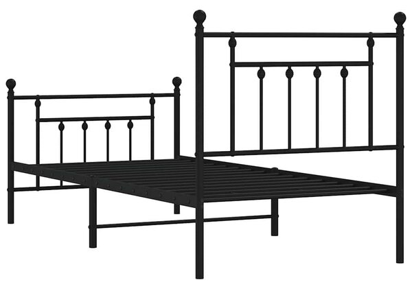 Metalni okvir kreveta uzglavlje i podnožje crni 80x200 cm - Crna / 80 x 200 cm