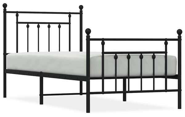 Metalni okvir kreveta uzglavlje i podnožje crni 80x200 cm - Crna / 80 x 200 cm