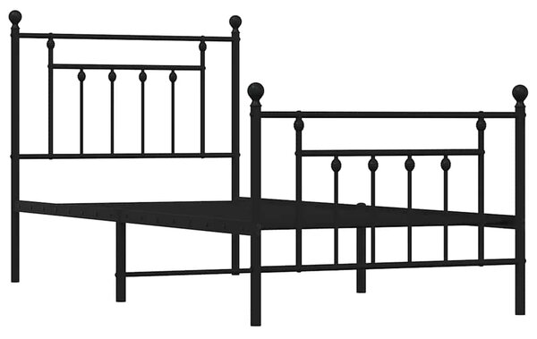 Metalni okvir kreveta uzglavlje i podnožje crni 80x200 cm - Crna / 80 x 200 cm