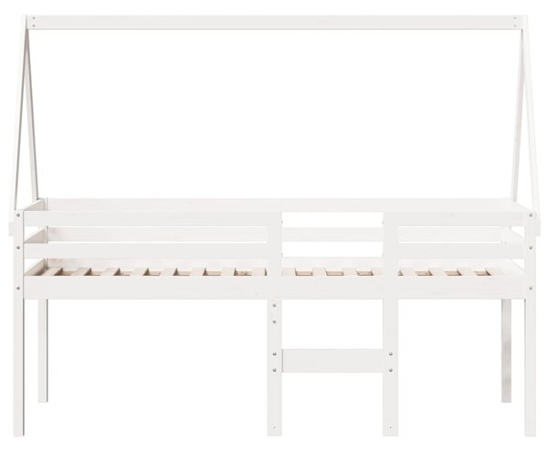 Visoki krevet s krovom bijeli 80 x 200 cm od masivne borovine - Bijela / 80 x 200 cm