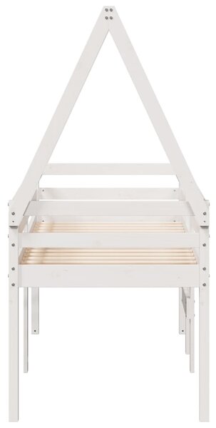 Visoki krevet s krovom bijeli 80 x 200 cm od masivne borovine - Bijela / 80 x 200 cm