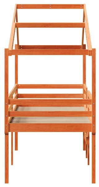 Visoki krevet s krovom voštano smeđi 75x190 cm masivna borovina - Smeđa / 75 x 190 cm