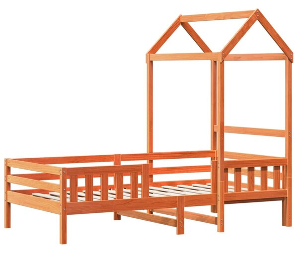 Okvir kreveta s krovom voštano smeđi 75x190 cm masivna borovina - Smeđa / 75 x 190 cm
